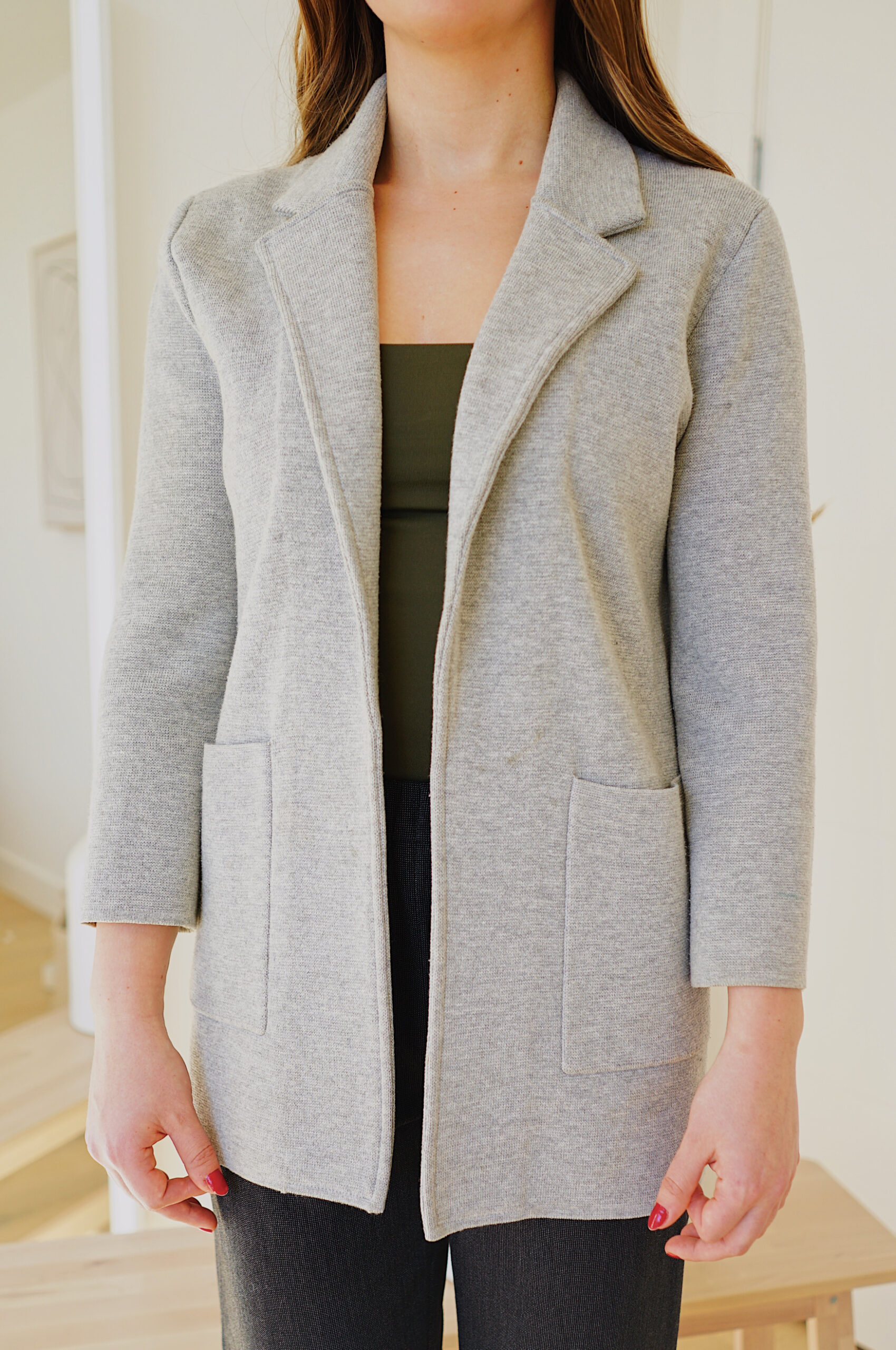 Yousify Women's Long Open Front Cardigan – Fall Knit Sweater Coatigan With Pockets & Lapel Collar